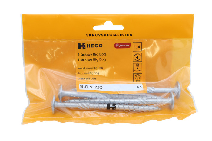 Träskruv XL Big Dog Protect 4 8 x 120 mm 4-pack Heco